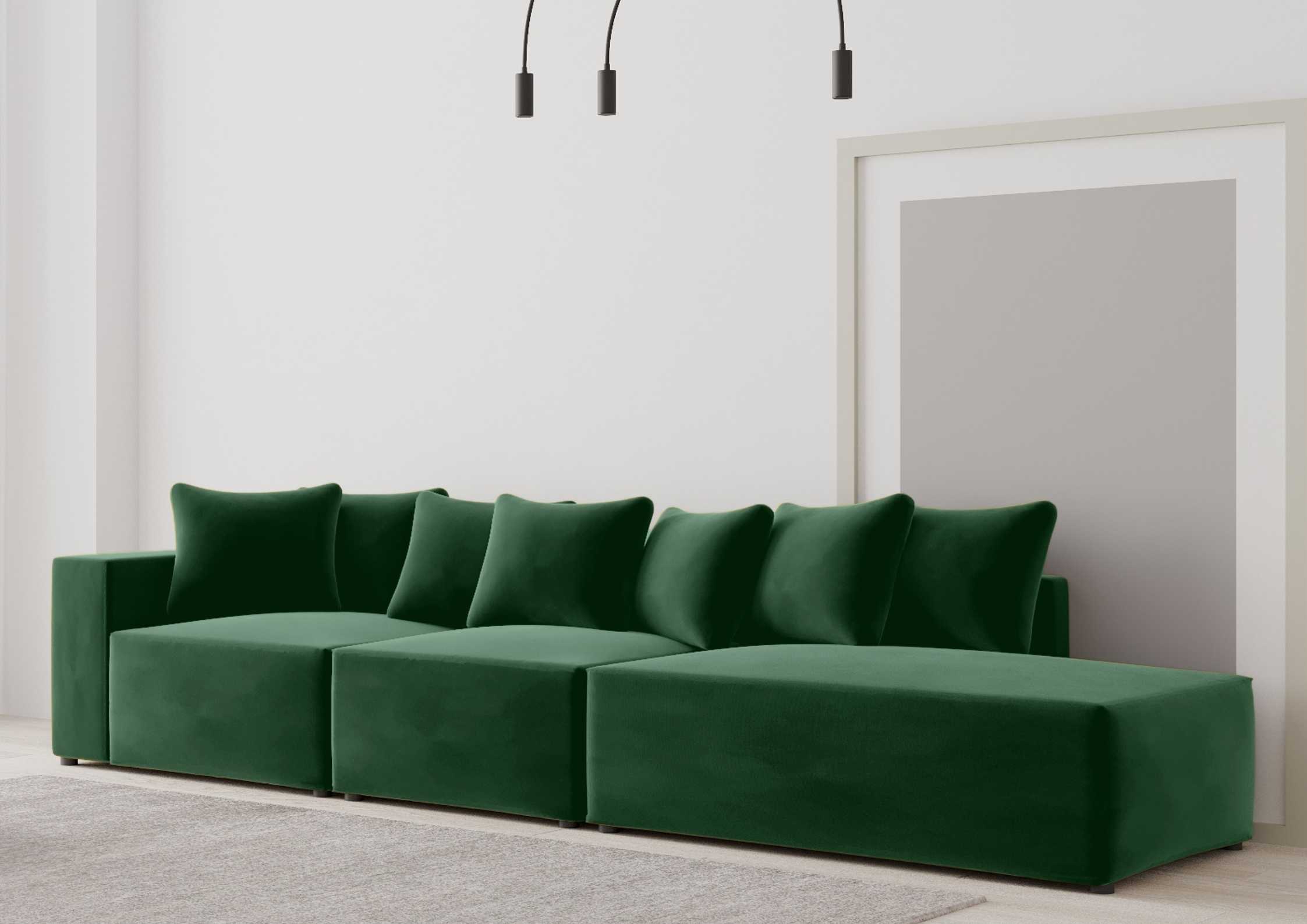 Loftowa sofa w kolorze zielonym